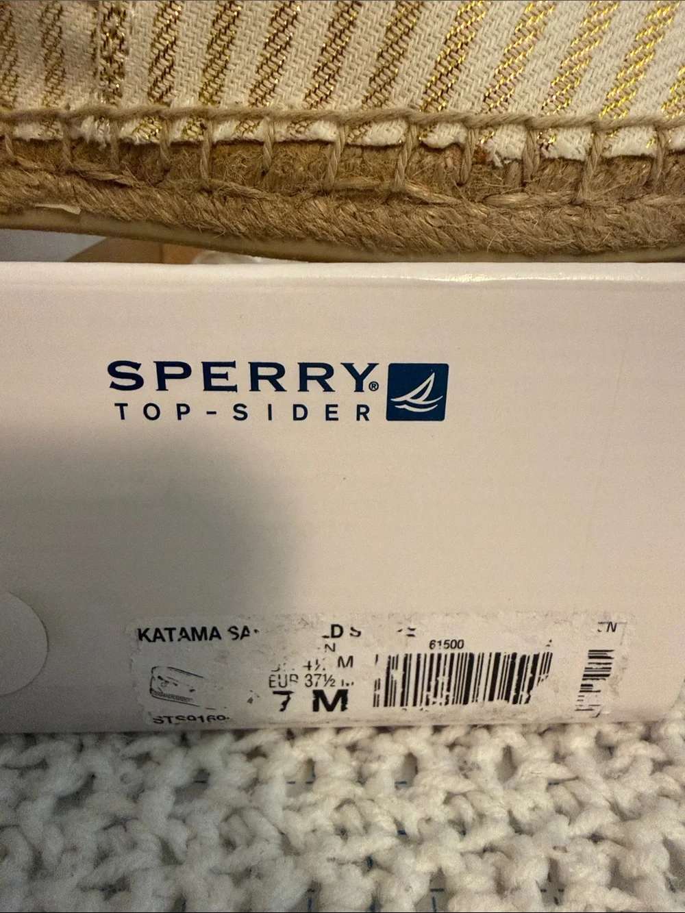 Sperry women’s Gold-Striped White Espadrille Boat Shoes